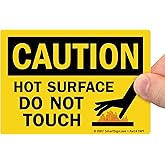SmartSign - U9-1794-ND_3.5x5 Adhesive Vinyl OSHA Safety Sign, Legend "Caution: Hot Surface Do Not Touch", 3.5" high x 5" wide, Black on Yellow