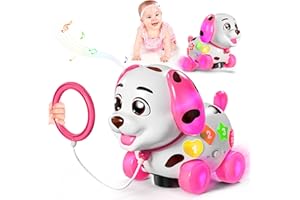 TODDLERCLEY Toys for 1 Year Old Girl Gifts, 1st Birthday Gril Gift, Baby Toy 6-12-18 Months, Musical Puppy Toddler Learning Toy for 1 Year Old Boy Gift Present, Bilingual Toys with Music Light