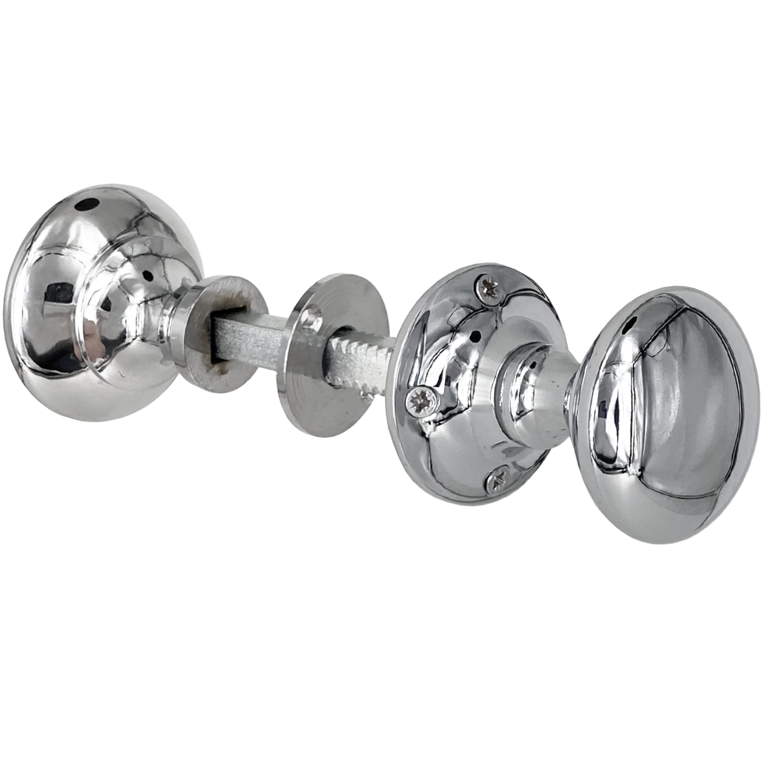 IRONTITE® Polished Chrome Rim Door Knobs for Interior Doors, Polished Chrome Victorian Door Knob to Suit Rim Lock. Chrome Door Knob with Matching Screws. Door Handles Chrome.