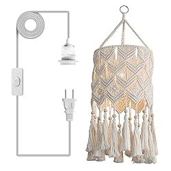 Bioaqua Boho Hanging Lamp Shade,Macrame Pendant