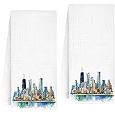 InnoBeta Chicago City Skyline Gifts, 2 Pack 16x24 In Microfiber Kitchen Towel Idea for Home Decor