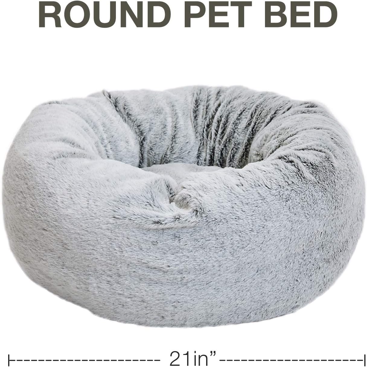 EXQ Home Cat Bed Cat Beds for Indoor Cats Washable Marshmallow Cat Bed, 21 inch Calming Pet Bed for Cats or Small Dogs, Fluffy Cat Bed Anti-Slip & Water-Resistant Bottom : Pet Supplies