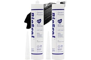 ZERED Black BioSeal 100% Silicone Sealant Caulk General Purpose, Waterproof and No Odor 10.1 Ounce Cartridge -Black 2 Set