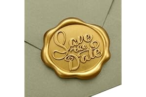 24PCS Save the Date Wax Seal Stickers,Gold Embossed Wax Seals for Wedding & Engagement Invitations, Envelope Seals for Bridal