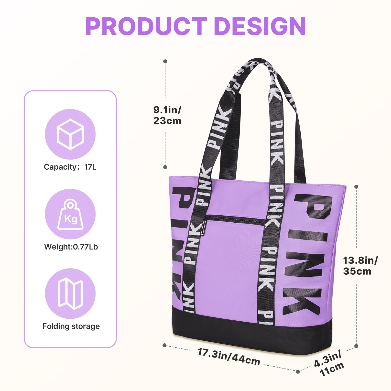 Boomistry Travel Tote Bag for Women, Large Waterproof Beach Bag for Daily