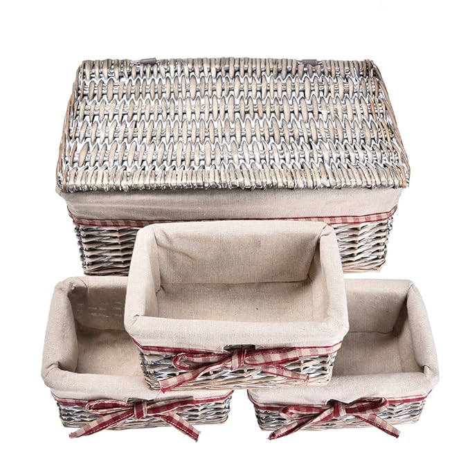 Bloomma Cestas de Almacenamiento Tejidas, Juego de 4 cestas de Mimbre y