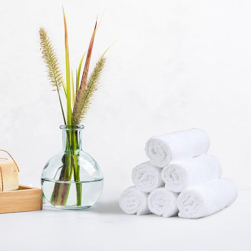 Conjunto de Toalhas de Banho Absorvente 100% Algodão Lavatório 30x30 cm, Branco, Embalar 24 Unidades