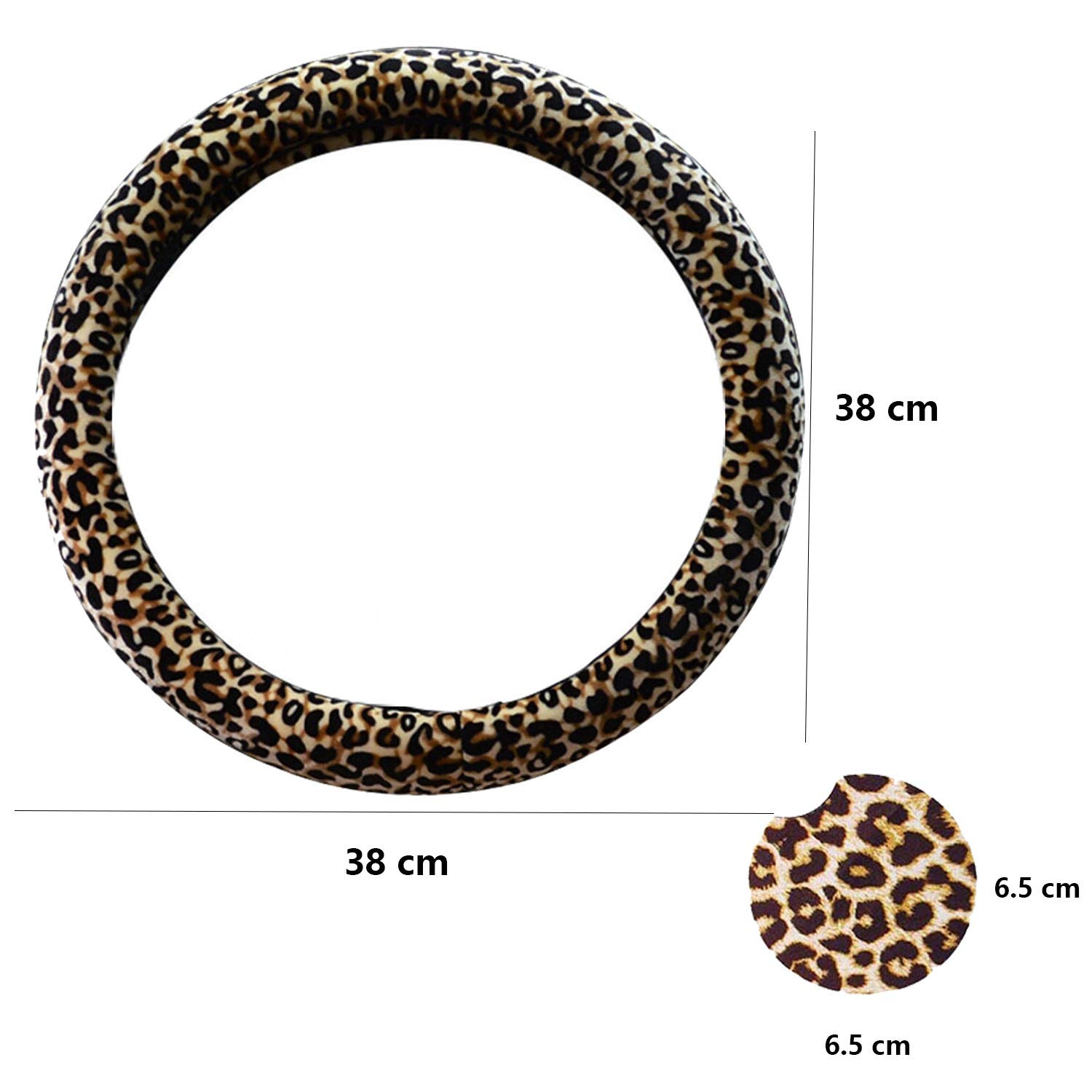 Leopard-Printed Steering Wheel Cover for Women, Leopard Steering Wheel Covers with BONUS 4PCS Leopard Car Cups Coasters, Leopard Car Accessories.