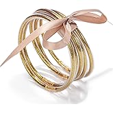 COLORFUL BLING Glitter Jelly Bangles Bracelets Set for Women Glitter Filled Jelly Silicone Bracelets for Party Bar Costume-gold