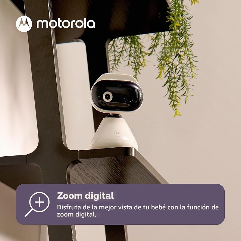 Motorola Nursery PIP1000 Baby Monitor com câmera - Câmera do bebê com controle de aplicativo - Baby Monitor - Visão noturna e comunicação bidirecional - Suporte na parede - Branco