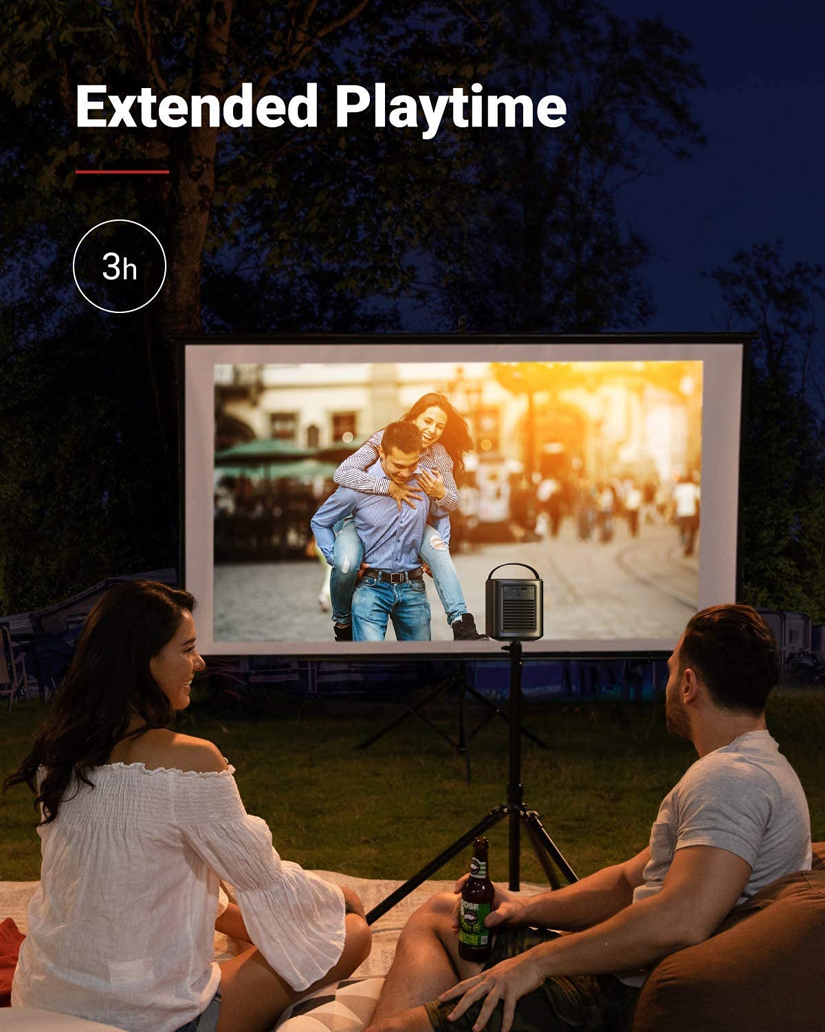 Anker by Mars II Pro 500 ANSI Lumen Portable Projector with Mars 2 Universal Tripod 3 Feet Black Tripods