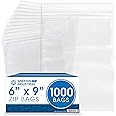 Spartan Industrial - 6” X 9” (1000 Count) 2 Mil Clear Reclosable Zip Plastic Poly Bags with Resealable Lock Seal Zipper
