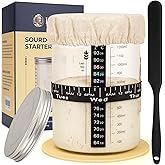Lorzon Sourdough Starter Jar Kit - 47 oz Large Wide Mouth Bread Starter Jar with Feeding Tracking Band, Silicone Spatula, Sourdough Bread Baking Supplies