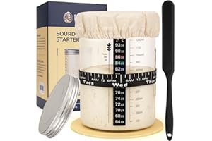Lorzon Sourdough Starter Jar Kit - 47 oz Large Wide Mouth Bread Starter Jar with Feeding Tracking Band, Silicone Spatula, Sourdough Bread Baking Supplies
