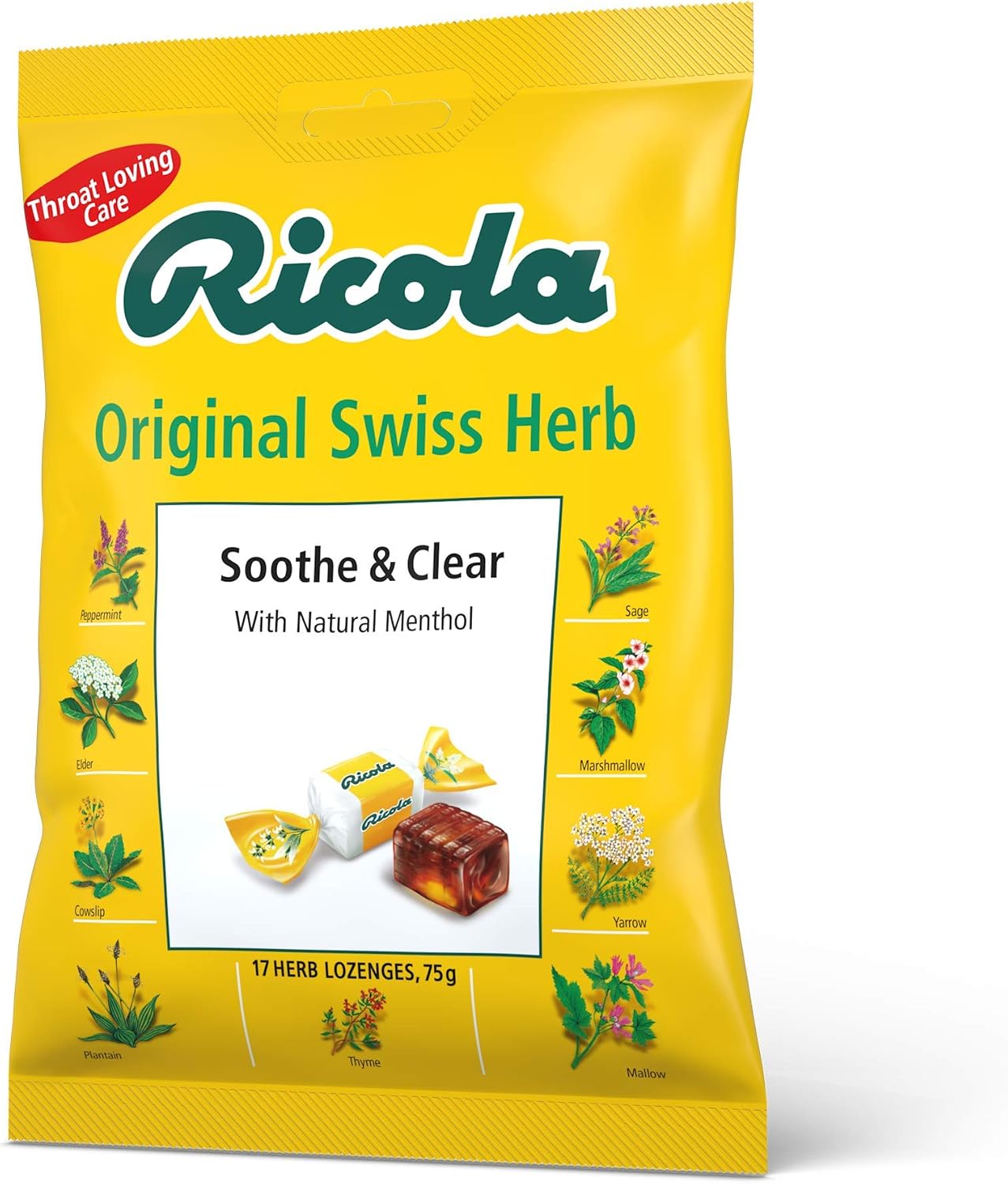 Ricola Original Cough Drops Bag, Pack of 12, Naturally Effective Throat Lozenges, Cough Sweets, 75 g, Clear Brown, 12 Pack (75 g) - Image 3