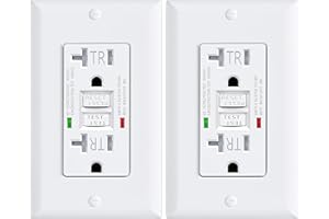 HEERJUS 2 Pack 20 Amp GFCI Outlet GFI Electrical Outlet Tamper Resistant(TR) Self-Test GFI Receptacles with LED Indicator Decoration Wall Plates UL Listed White