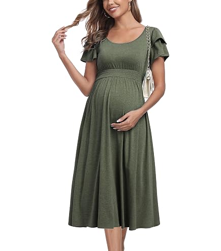 maternity jersey dress Sona Details Wrap yourself in effortless comfort and style with our Wrap Maternity T A-Line Short Sleeve Loose Fit