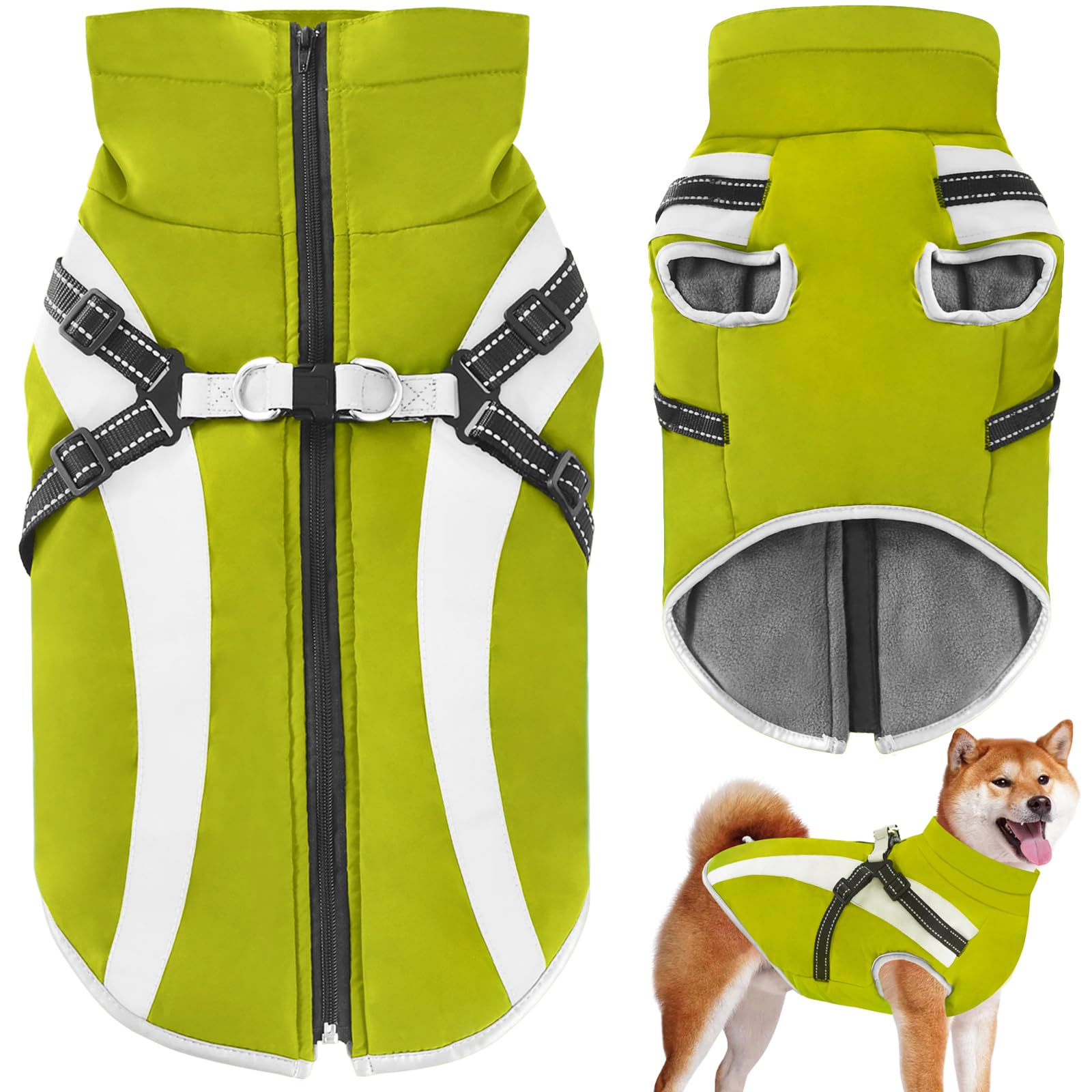 Oslueidy Waterproof Dog Coat with Harness,Winter Warm Jacket Windproof Pet Clothes Snowsuit Dog Jackets for Small Medium Large Dogs XL-6XL — image 1