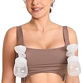 MOMANDA Hands Free Pumping Bra for Breastfeeding Wireless Sports Pumping and Nursing Bra in One with Wide Velcro Straps