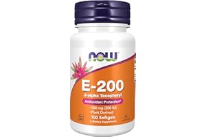 NOW Foods Supplements, Vitamin E-200 IU, D-Alpha Tocopheryl, Antioxidant Protection*, 100 Softgels