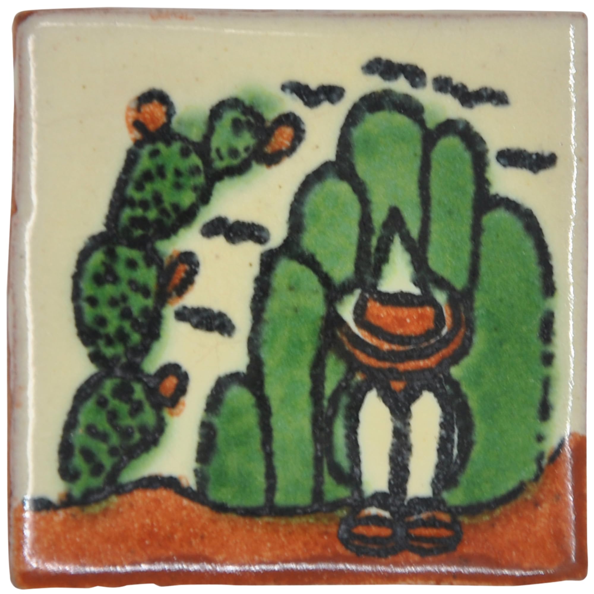 Tumia LAC Handmade Mexican Talavera Tile - Authentic Style Florita Ceramic Tiles for Crafts, Backsplashes and Home Improvement - 10 Pack