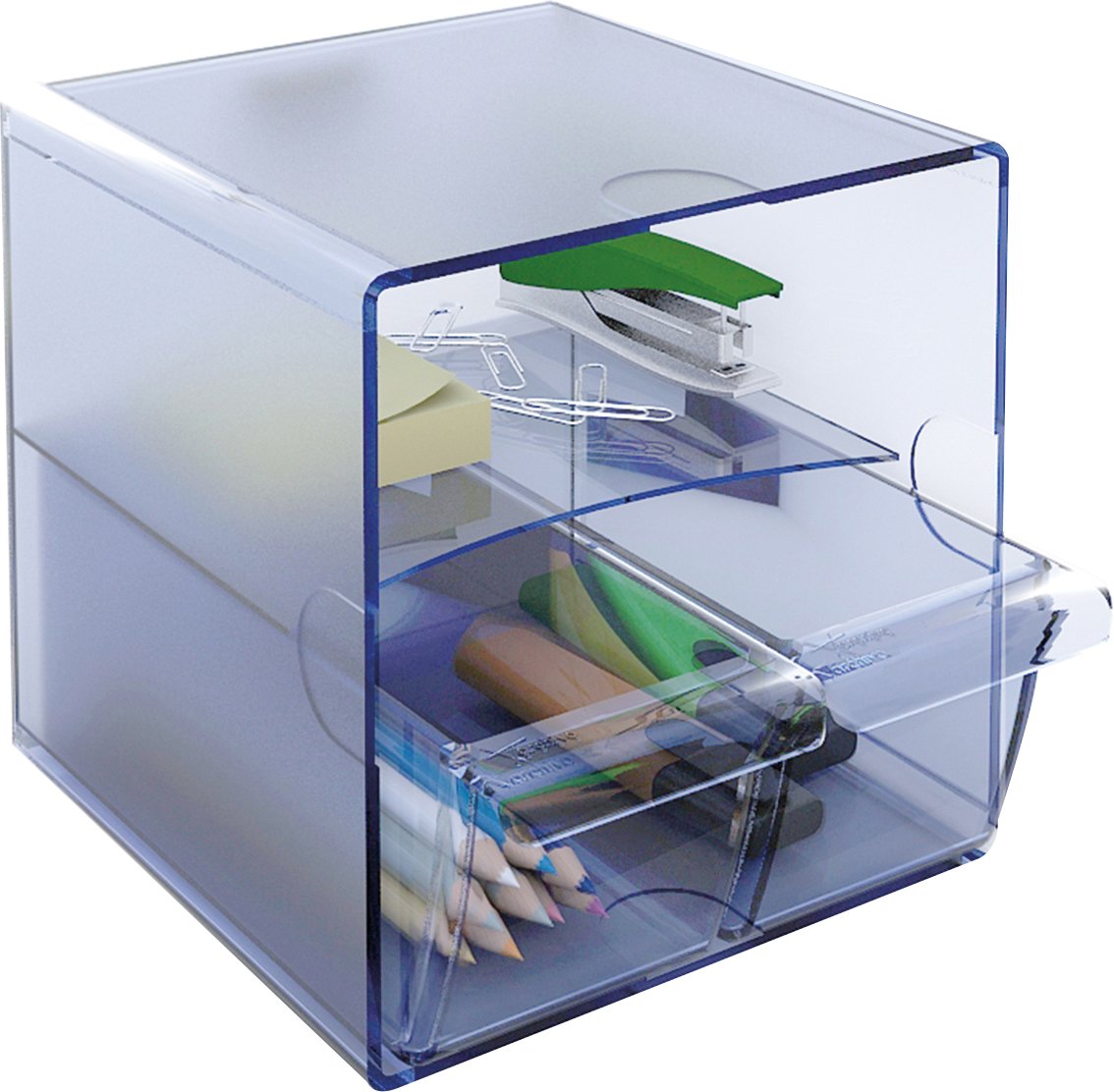 File 2000 6706 AZTP – Cube with 2 Drawers Small, Transparent Blue, Units Contained: 1