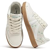 LUCKY STEP Kids Classic Retro Tennis Sneakers Fashion Gum Sole Casual Floral Embroidery Walking Shoes for Big&Little Kid and Toddler