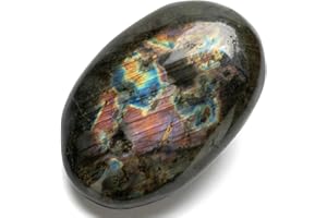 KALIFANO Palm Stone with Healing & Calming Effects - AAA+ Grade High Energy Worry Stone with Information Card - Reiki Crystal Used for Courage (Family Owned and Operated)