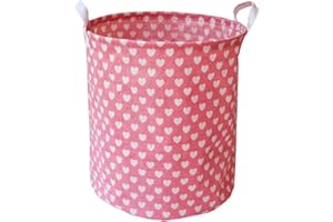 63L Large Laundry Basket, ZUEXT Collapsible Laundry Bag, Waterproof, Freestanding Laundry Hamper with Handles for Room,Toy Organizer,Home Decor(19.7x15.7 Inch, Pink Love Heart)