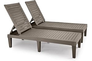YITAHOME Chaise Outdoor Lounge Chairs with Adjustable Backrest, Multi-Functional Patio Loungers Easy Assembly & Lightweight, Waterproof Poolside Chaise Lounge with 265lbs Capacity, Set of 2, Taupe