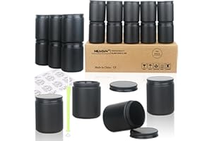 MILIVIXAY 20 Pack 8 OZ Thick Glass Matte Black Candle Jars with All Black Metal Lids-Bulk Empty Candle Jars for Making Candles-Canning Jar for Spice, Liquid, Sample- Dishwasher Safe.
