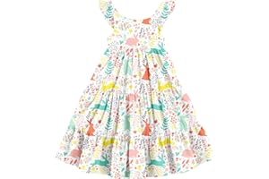 Vieille Toddler Girls Summer Dress Ruffle Sleeveless Casual Beach Sundress Tiered Swing Princess Dress for 2-8 Years