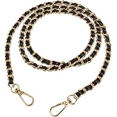 U+U Purse Chain Strap, 47" Crossbody Strap with Metal Buckle (Black &amp; Gold) | Purse Straps Replacement, DIY Purse Chain Accessories, Crossbody Bag and Handbag Strap with Metal Buckles