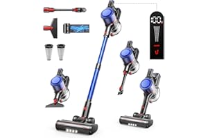 Fieety Cordless Vacuum Cleaner, 45Kpa 550W 60Mins Vacuum Cleaners for Home, Self-Standing Stick Vacuum Cleaner with Wall Mount Charging, Scented Card, for Furniture, Carpet, Pet Hair, Hard Floor