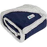 PetAmi Dog Blanket for Medium Large Dogs, Pet Bed Blanket Cat Puppy Kitten, Fleece Furniture Couch Cover Protector Sofa Car, Soft Sherpa Dog Throw Plush Reversible Washable, 40x60 Blue