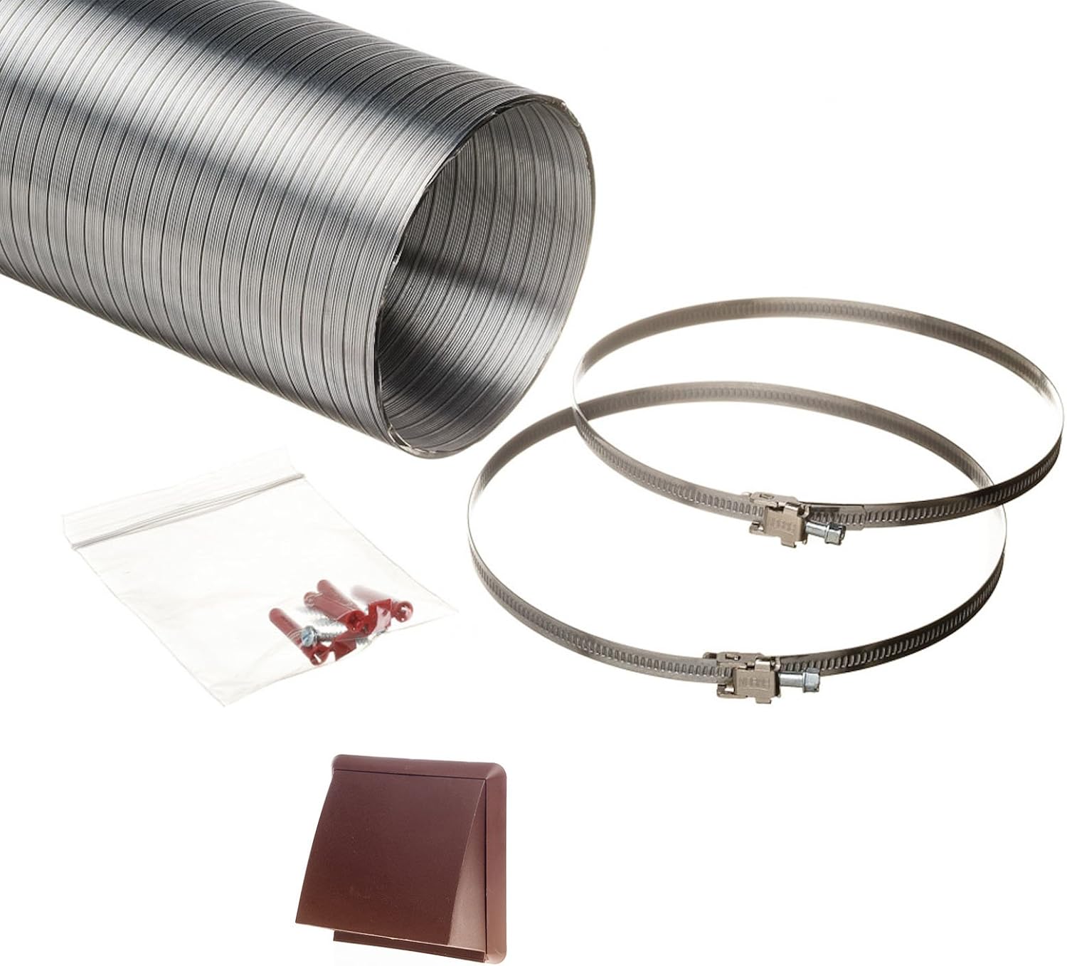 NaplesUK Universal 125mm Cooker Hood Ducting Kit Semi Rigid Aluminium