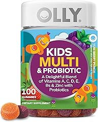 OLLY Kids Multivitamin & Probiotic Gummy, Digestive Support, Vitamins A, D, C, E, B, Zinc, Chewable Supplement, Berry Flavor