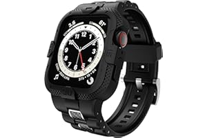 GELISHI Bands Compatible for Apple Watch Band 45mm 44mm 42mm, Men Sport Rugged Band with Protective Case for Watch Series 9 8 7/Series 6 SE 5 4 3, Black