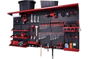 OmniWall Weekend Warrior XL Metal Pegboard Wall Organization System (Black/Red)