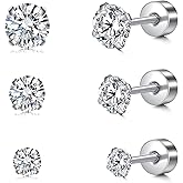 AVYRING 20g Flat Back Stud Screw Back Earrings for Women Hypoallergenic Stainless Steel Helix Cartilage Second Hole Earrings Studs for Women Men All Day Comfort Gold Silver