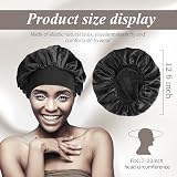 SWEET VIEW Silk Bonnet Silk Hair Wrap Sleeping Cap Black Peacock Blue 2 Pack view 3