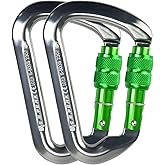 SEPEAK UIAA 30kN Locking Climbing Carabiner, Professional Heavy Duty Screwgate Clip for Outdoor Climbing, Mountaineering, Rappelling, Camping, Hiking, Swing,Large D Carabiner Hook/6744lb