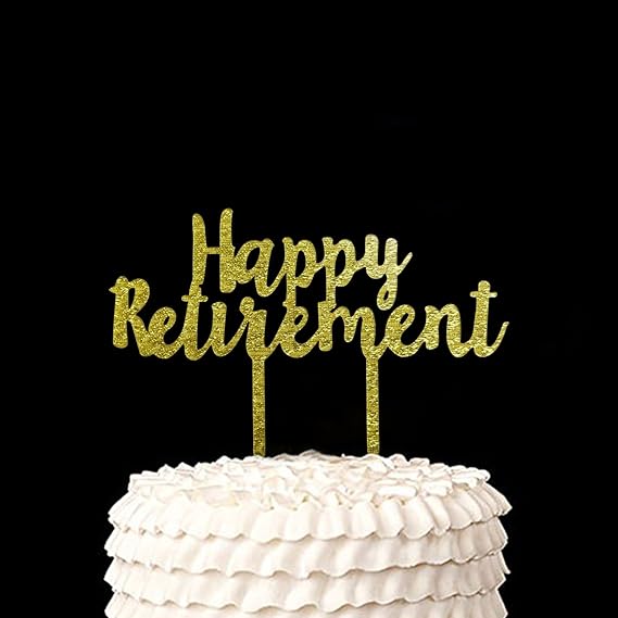 Amazon Com Gold Happy Retirement Acrylic Cake Topper Retirement