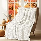 Tegeme Throw Blanket Throw Blanket 50" x 60" Dutch Velvet Faux Rabbit Fur Decorations Cozy Soft Lightweight Gift for Home Living Room Couch Sofa Bed (Beige)