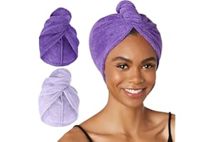 Turbie Twist 2-Pack Microfiber Hair Towel for Beauty, Travel, Gifting - Hair Wrap Turban for Straight, Wavy & Curly Hair - Premium Personal Care - Dark Purple & Light Purple