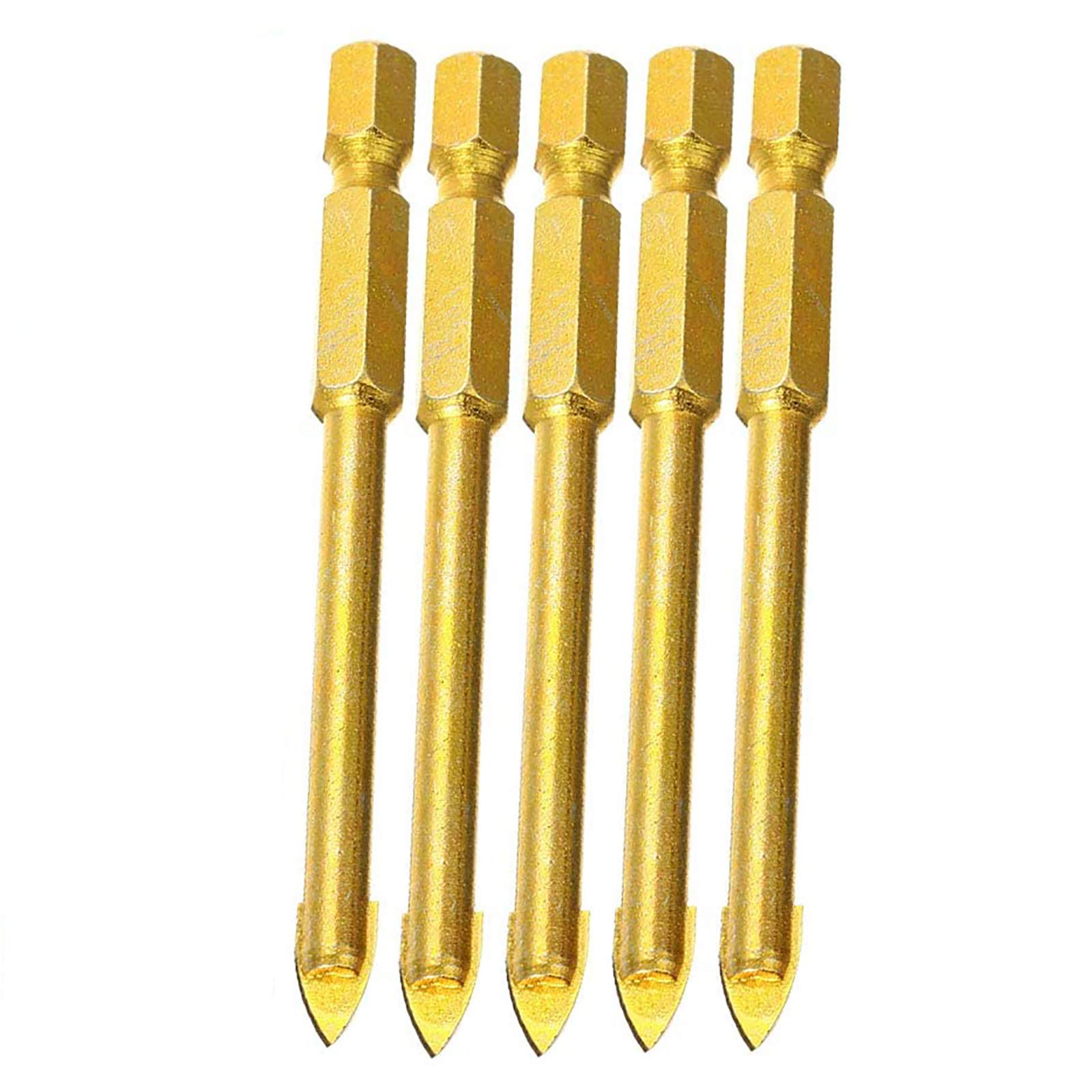 5 Pcs 12mm Spear Head Tungsten Carbide Drill Bit Carbide Set Flat Spear Head Hex Shank for Glass Tile Mirror Ceramic Mirror Porcelain Marble