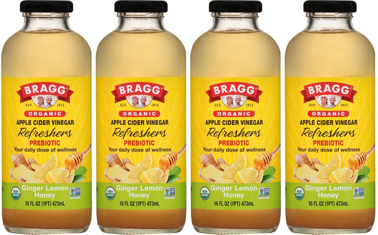 Bragg Apple Cider Vinegar, Ginger Lemon Honey, 16 fl oz (Pack of 4)