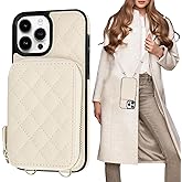 Bocasal Crossbody Wallet Case for iPhone 13 Pro Max, RFID Blocking PU Leather Zipper Handbag Purse Flip Cover, Kickstand Folio Case with Card Slots Holder Wrist Strap Lanyard 5G 6.7 Inch (Beige)