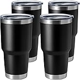 HASLE OUTFITTERS 30oz Stainless Steel Tumbler, Double Wall Vacuum Insulated Travel Mug Tumbler, Durable Insulated Coffee Mug, Gift Box Set (Black, 4)
