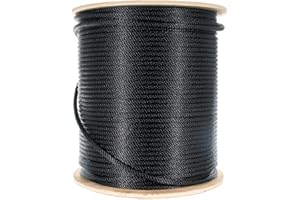 Paracord Planet Braided Nylon Rope with Galvanized Wire Core – High Tensile Strength – Halyard Line – Use for Flagpoles, Sailboats, Winches, Pulleys (Black - 3/8 Inch, 100 Feet)